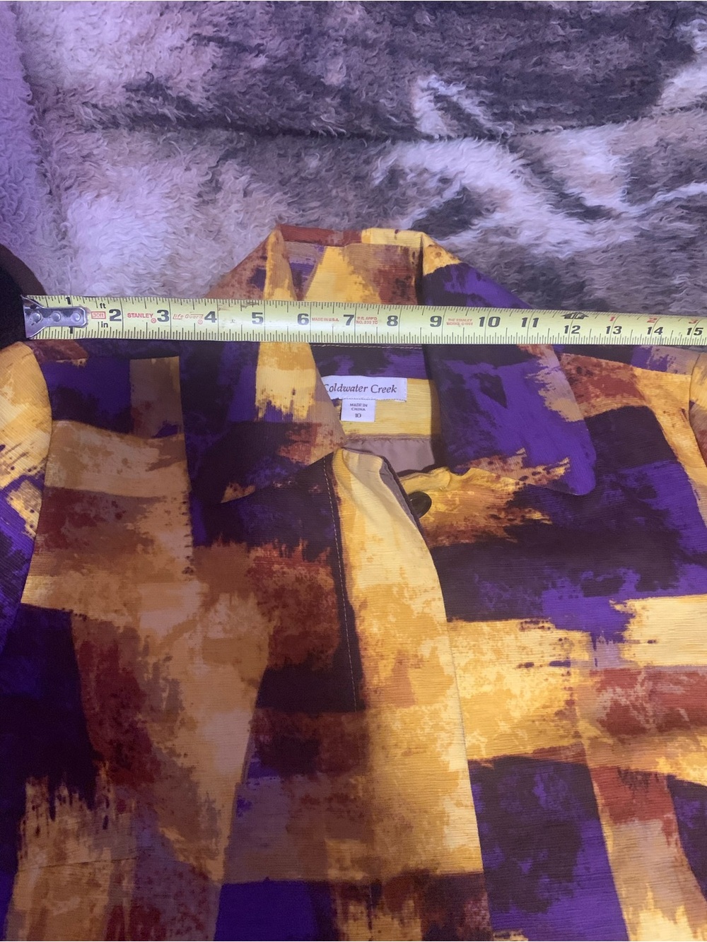 Vintage Women’s Coldwater Creek Yellow and Purple Brushstroke Top - Picture 8 of 9